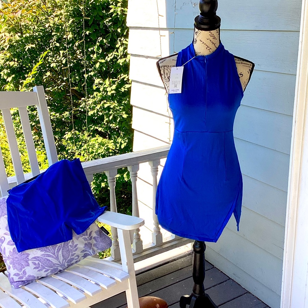 Vibrant Blue Halter Mini Dress